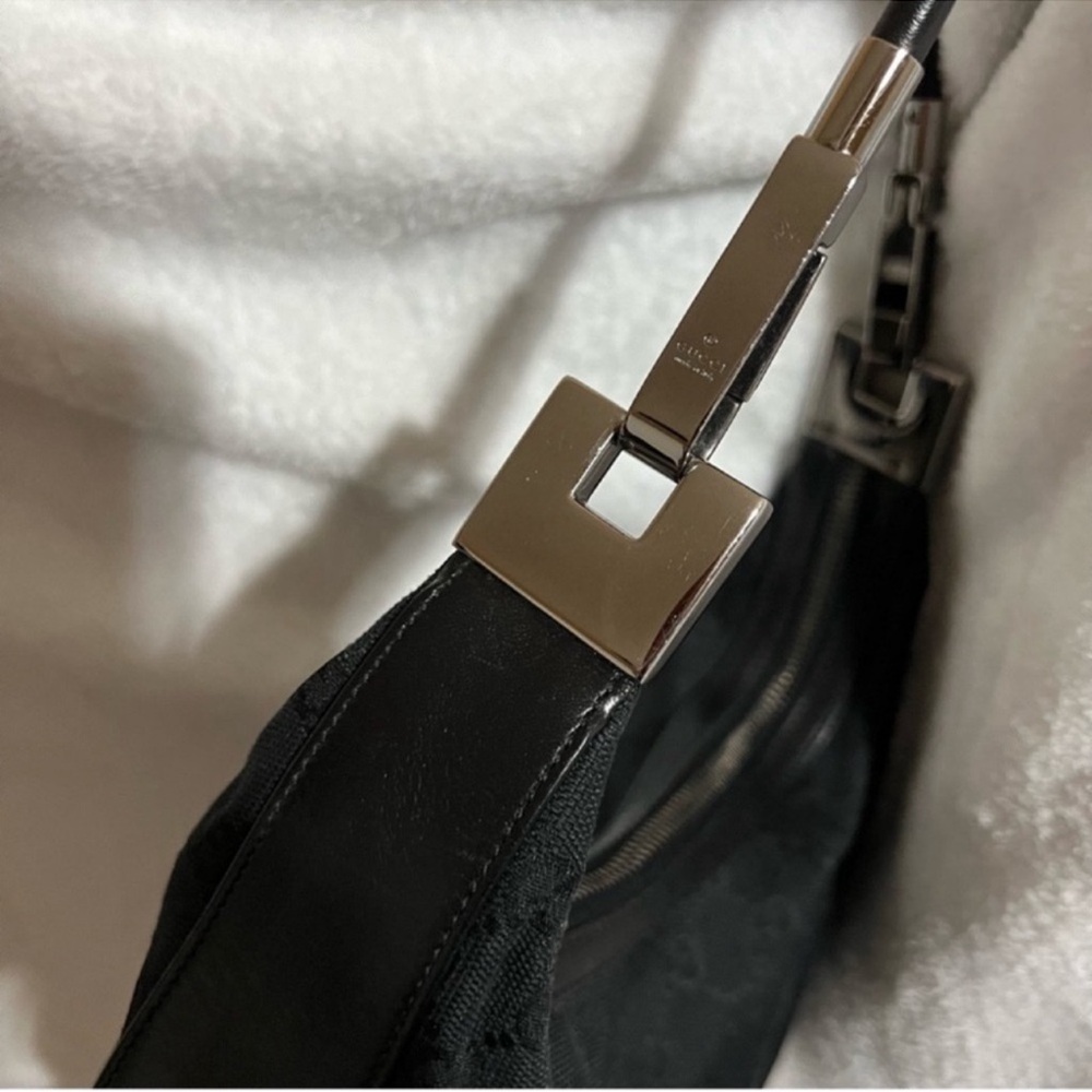 Vintage Gucci Black GG Logo Canvas Hobo Bag - Picture 16 of 16
